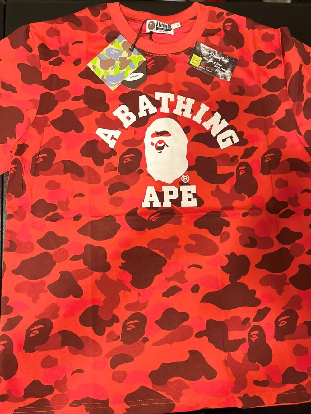 A Bathing Ape 1st Camo College T-Shirt Red